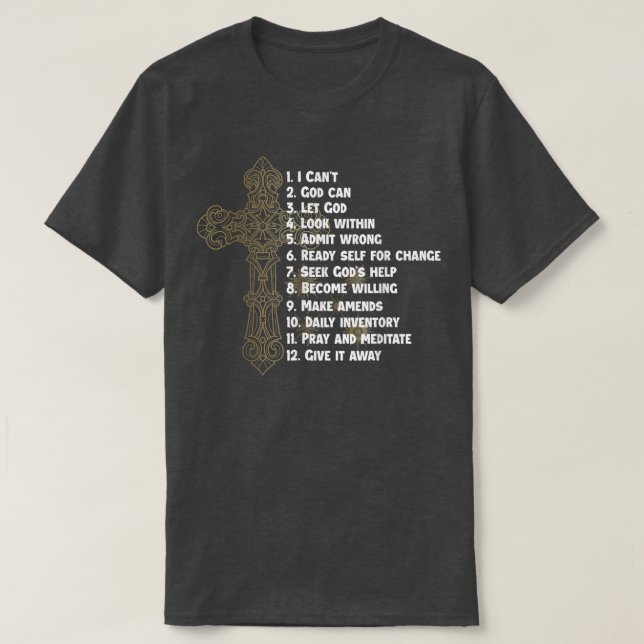 T-shirt Célébrer la récupération Christian Cross 12 Step G (Design devant)