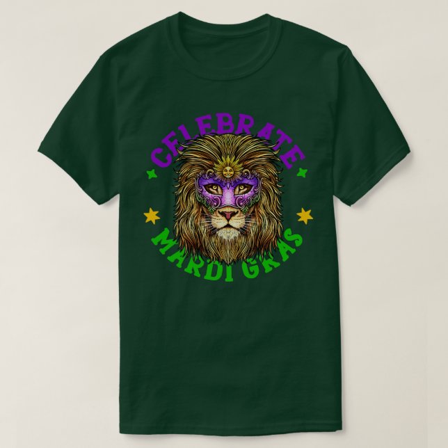 T-shirt Célébrer Mardi Gras Lion Carnaval Mascarade (Design devant)