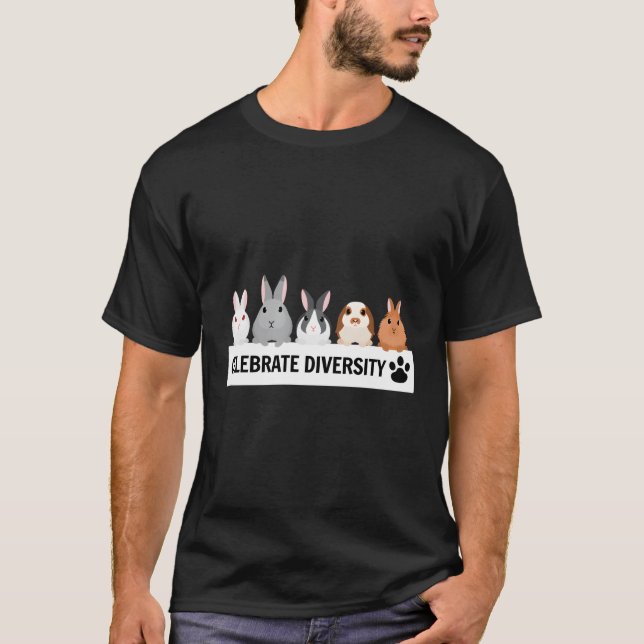 T-shirt Célébrez La Diversité Lapin Pour Animaux De Compag (Devant)