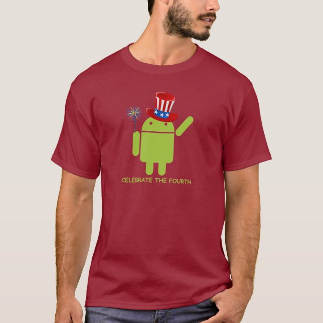 T-shirt Célébrez le quatrième (insecte androïde Droid) (Devant)