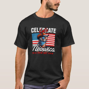T-shirt Célébrez Meowica 4 juillet Patriote Amateur de Cha