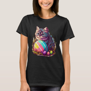 T-shirt Célébrez Pâques Chat Charmeur avec Œuf pour Chat