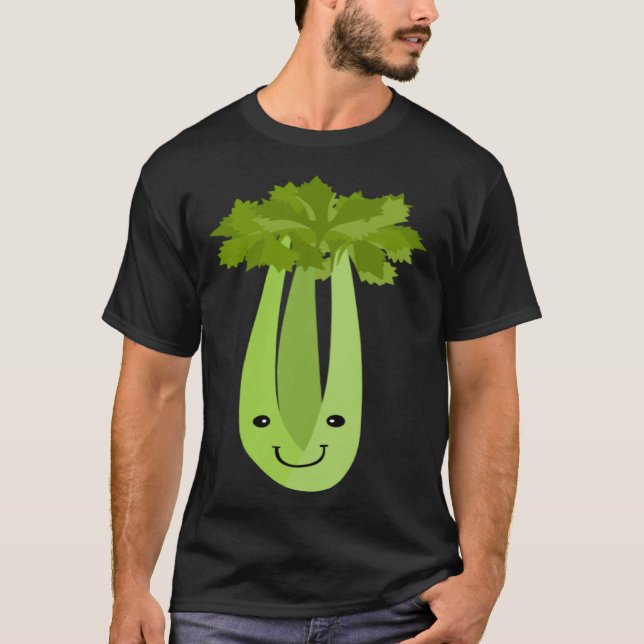 T-shirt Celery Makes Me Smile Vegetables Leek Healthy (Devant)