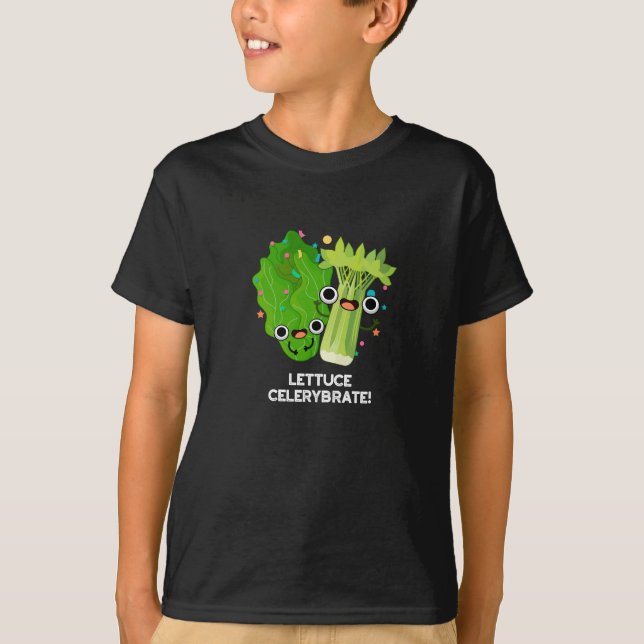 T-shirt Celerybrate de laitue Funny Veggie Pun Dark BG (Devant)