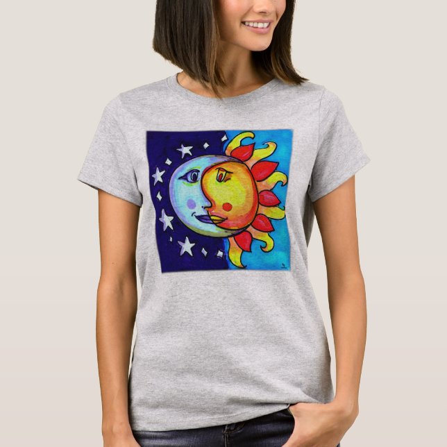 T-shirt Céleste Sun Moon Nineties Art Design (Devant)