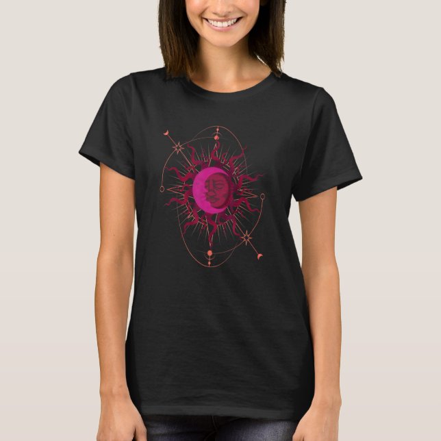 T-shirt Celestial Bodies Astronomy Boho Sun Moon Astrology (Devant)