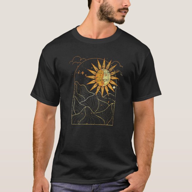 T-shirt Celestial Bodies Sun Moon Bohemian Aesthetic Astro (Devant)