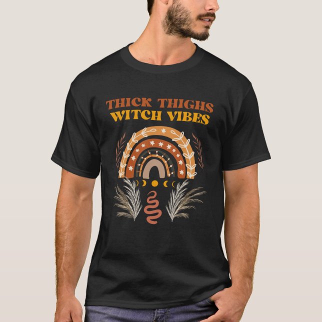 T-shirt Celestial Boho Aesthetic Witchy Thick Thighs Witch (Devant)
