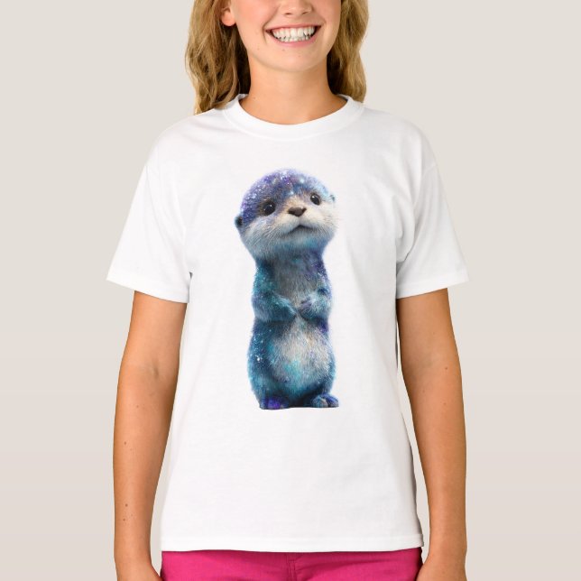 T-shirt Celestial Cosmic Galaxy Otter Kids (Devant)