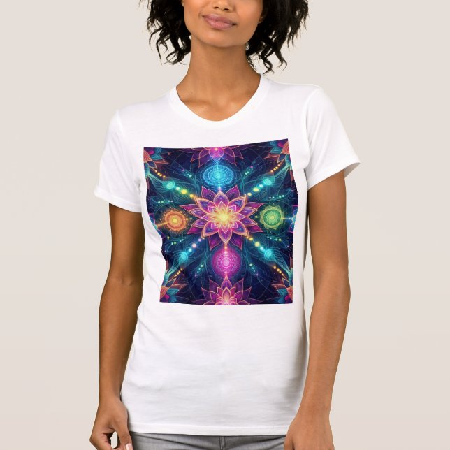 T-shirt Celestial Mandala Bloom — Psychedelic Lotus (Devant)