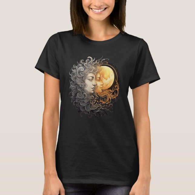 T-shirt Celestial Space Sun Moon Boho Luna Solar Astronomy (Devant)
