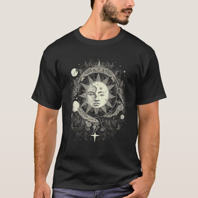T-shirt Celestial Space Sun Moon Boho Luna Solar Astronomy (Devant)