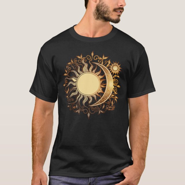 T-shirt Celestial Sun Moon Yoga Meditation Zen Buddhism Sy (Devant)