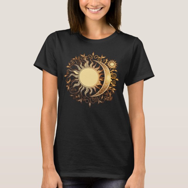 T-shirt Celestial Sun Moon Yoga Meditation Zen Buddhism Sy (Devant)