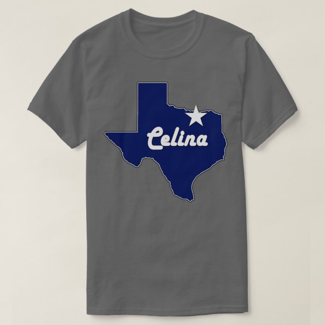 T-shirt Celina Texas Lone State Map TX City Navy Blue (Design devant)