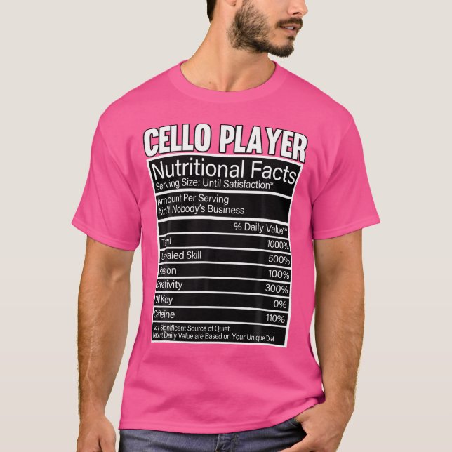 T-shirt Cellist Cello Player Faits nutritionnels Classique (Devant)