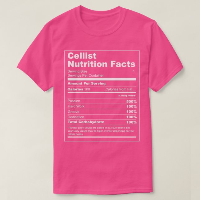 T-shirt Cellist Nutrition Facts (Design devant)