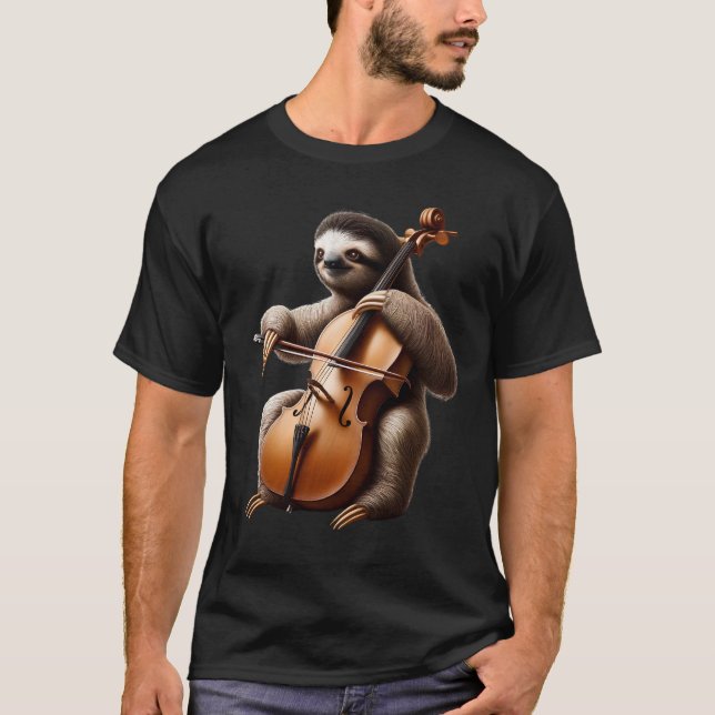 T-shirt Cellist Sloth Jouer Cello (Devant)
