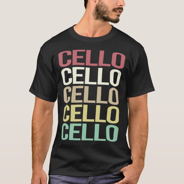 T-shirt Cello de texte coloré (Devant)