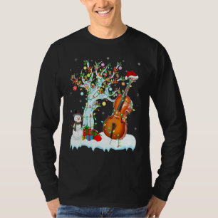 T-shirt Cello Music Xmas Tree Lighting Santa Hat Cello Chr
