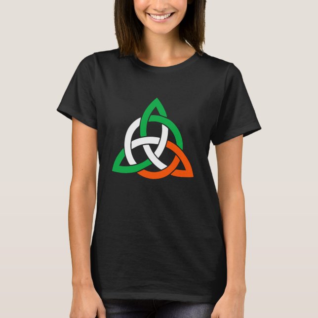 T-shirt Celtic Cross Trinity Knot Triquetra Irish Flag Poc (Devant)
