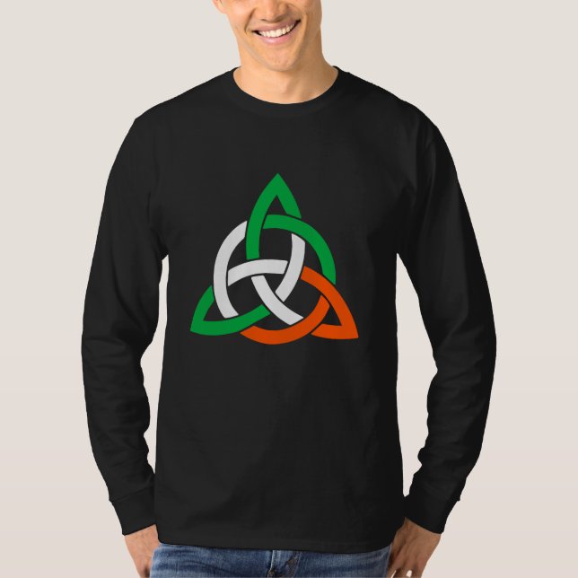 T-shirt Celtic Cross Trinity Knot Triquetra Irish Flag Poc (Devant)