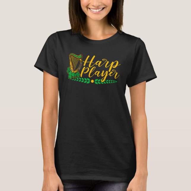 T-shirt Celtic Harp Instrument Plucked String Harpist Musi (Devant)