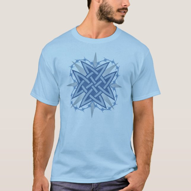 T-shirt celtique bleu de "armure" (Devant)