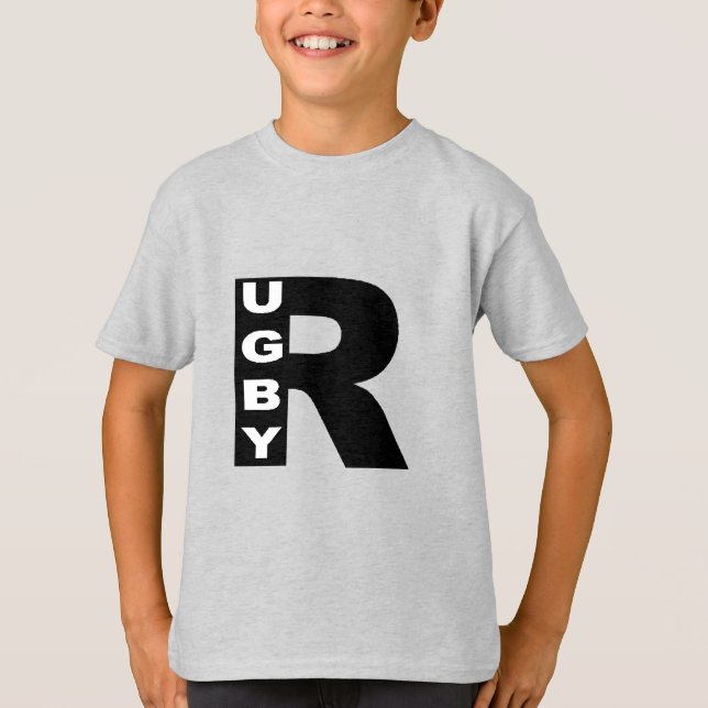 T-shirt cendre enfants Design RUGBY (Devant)