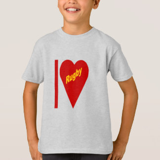 T-shirt cendre enfants  I LOVE RUGBY