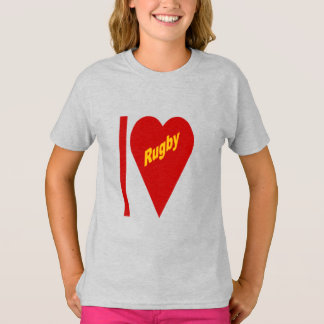 T-shirt cendre filles  I LOVE RUGBY