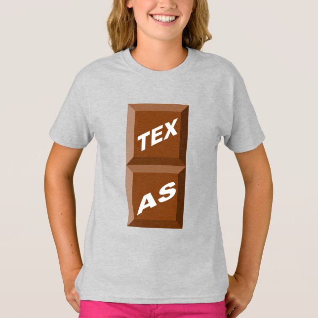 T-shirt cendre filles   TEXAS  CHOCOLAT (Devant)