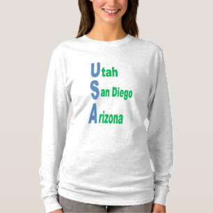 T-shirt cendre manches longues femme USA TOURISM