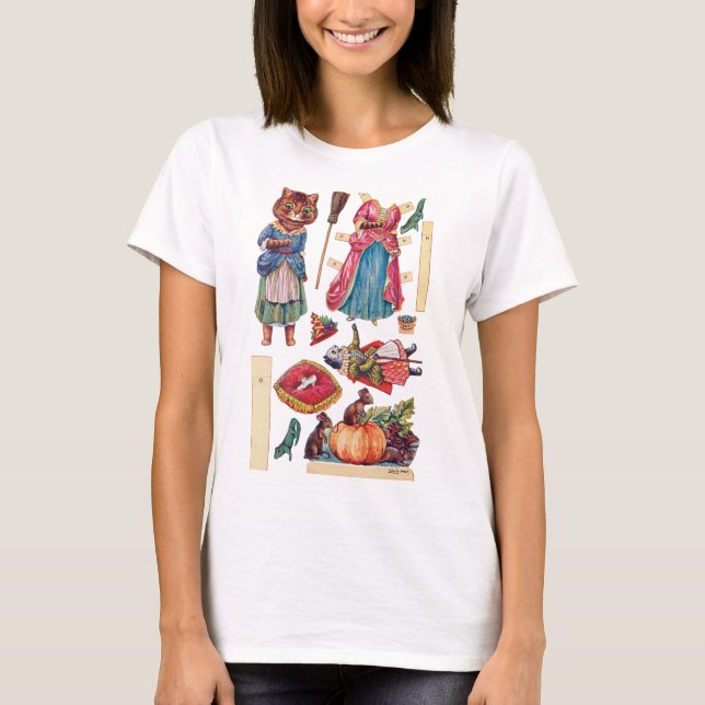 T-shirt Cendrillon, Poupée en papier, Louis Wain (Devant)