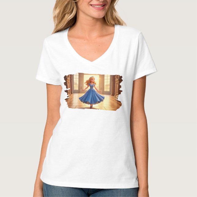 T-shirt Cendrillon se préparant – Transformation de la rob (Devant)