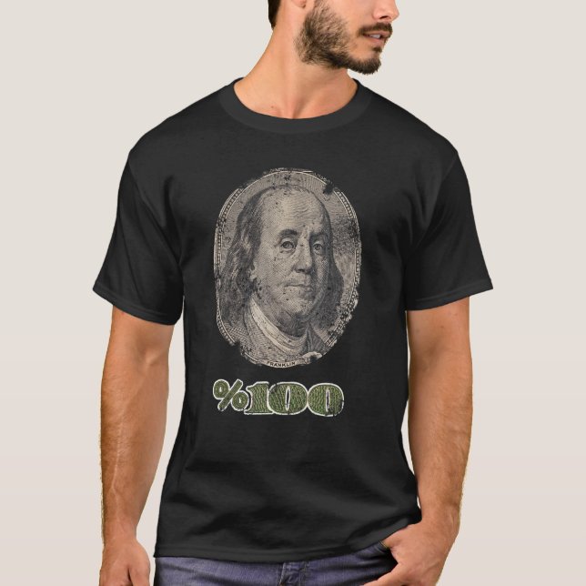 T-shirt Cent Pour Cent Ben Franklin Pas La Moitié Steppin' (Devant)