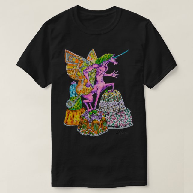 T-shirt Centenaire rose Unicorne Centaur Moulures de Jello (Design devant)
