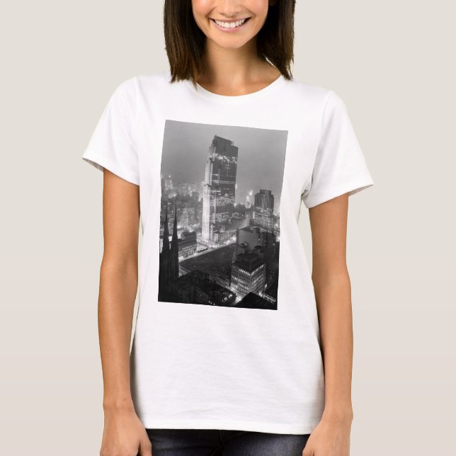 T-shirt Centre et RCA de Rockefeller construisant New York (Devant)