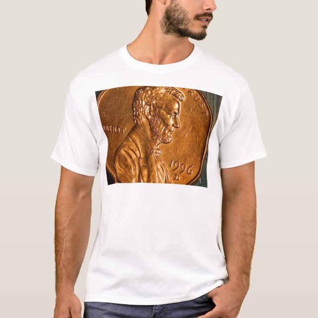T-shirt Cents Lincoln de cuivre de penny (Devant)
