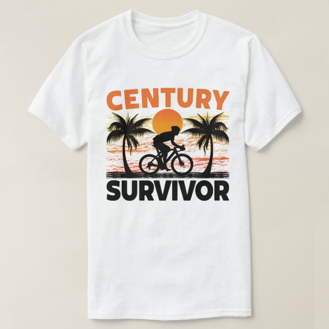 T-shirt Century Survivor 100 Mile Bicycle Road Cycling (Design devant)