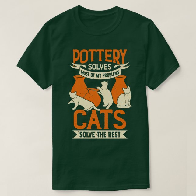T-shirt Ceramiciste fabricant de poterie Amoureux des chat (Design devant)