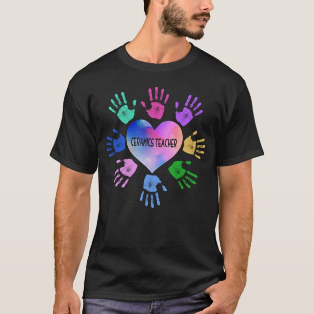T-shirt Céramique Enseignant Coeur main (Devant)
