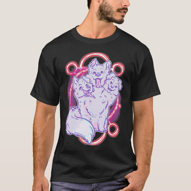 T-shirt Cerberus 3 Headed Dog  Kawaii Pastel Goth Cute (Devant)
