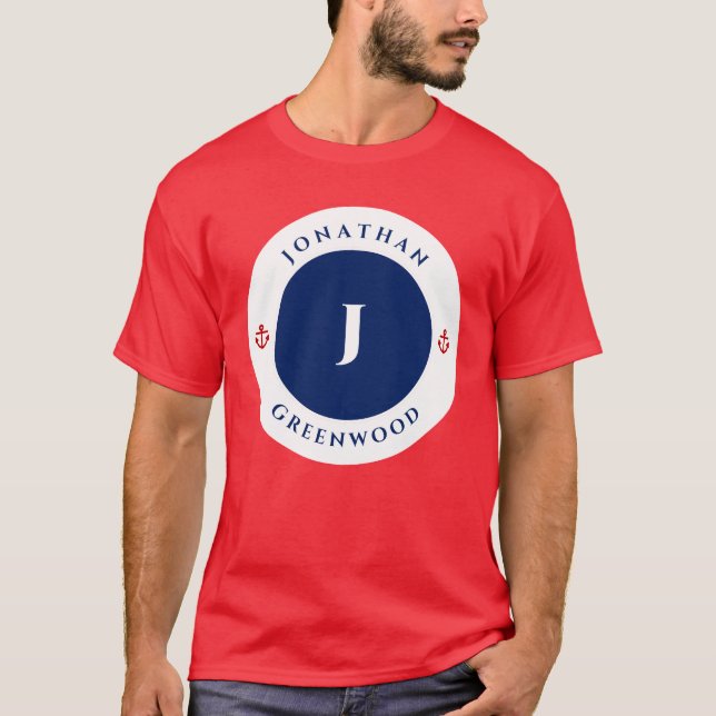 T-shirt Cercle d'Ancre rouge bleu marine (Devant)