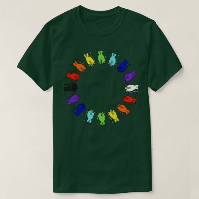 T-shirt Cercle de chats arc-en-ciel mignons (Design devant)