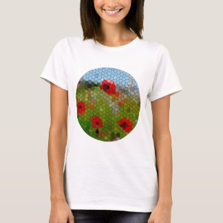 T-shirt Cercle de mosaïque de pavots dans un jardin de cam