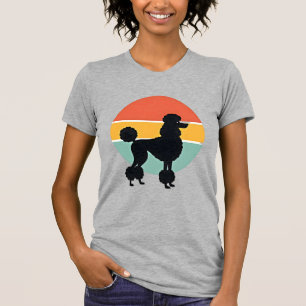 T-shirt Cercle de silhouette de chien rétro coucher de sol