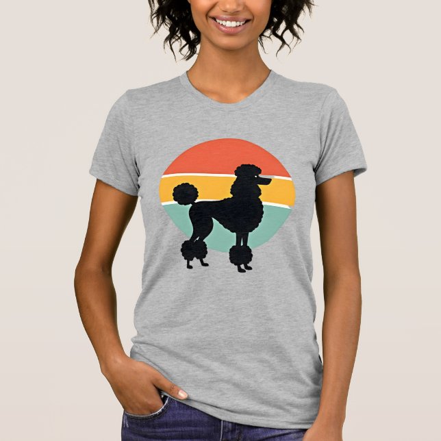 T-shirt Cercle de silhouette de chien rétro coucher de sol (Devant)