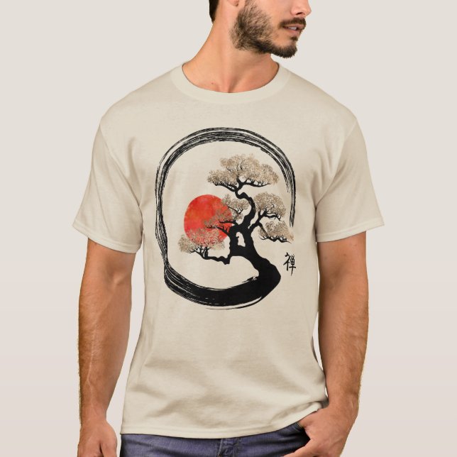 T-shirt Cercle de zen d'Enso et arbre de bonsaïs (Devant)