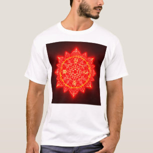 T-shirt Cercle Magique Rouge Luminescent Avec Symboles Mys